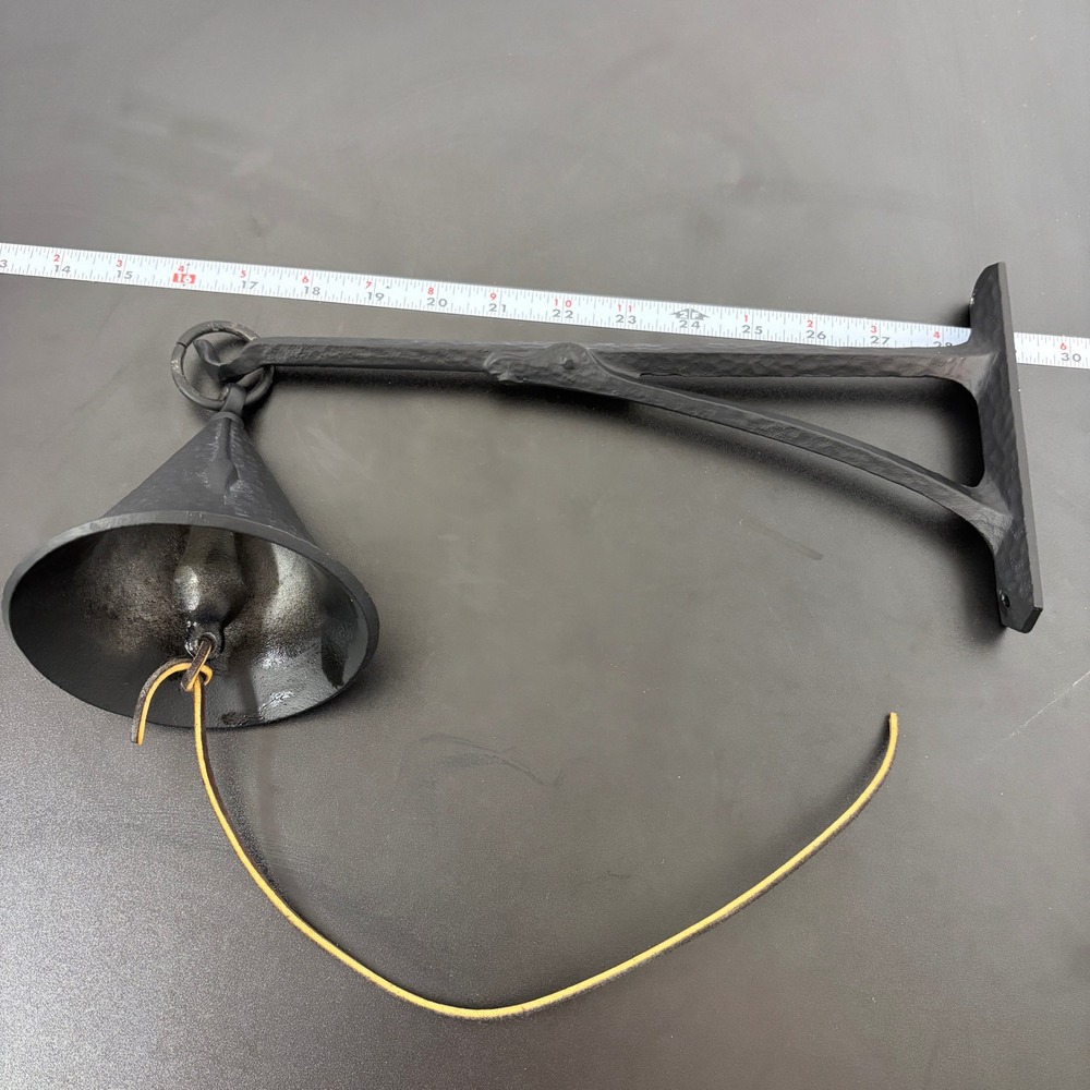 Unbranded Dinner Bell 12.5in Black Cast Iron Hammered Farmhouse Wall Mount Decor